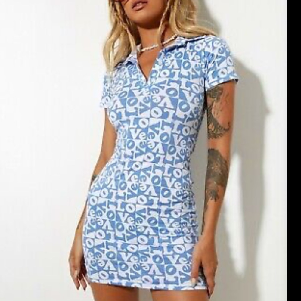 Motel Rocks Jeeves Mini Dress in Love Checker Blue